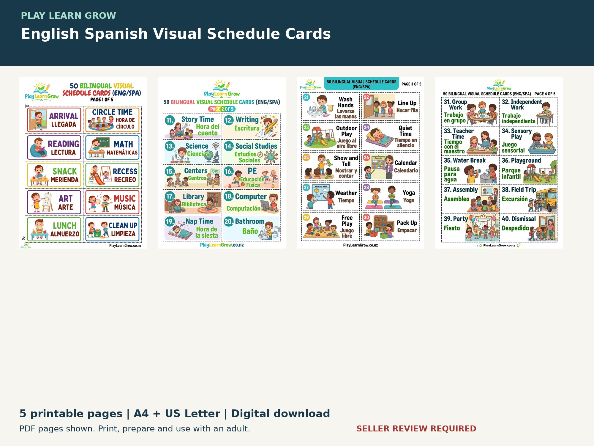 English Spanish Visual Schedule Cards preview 2