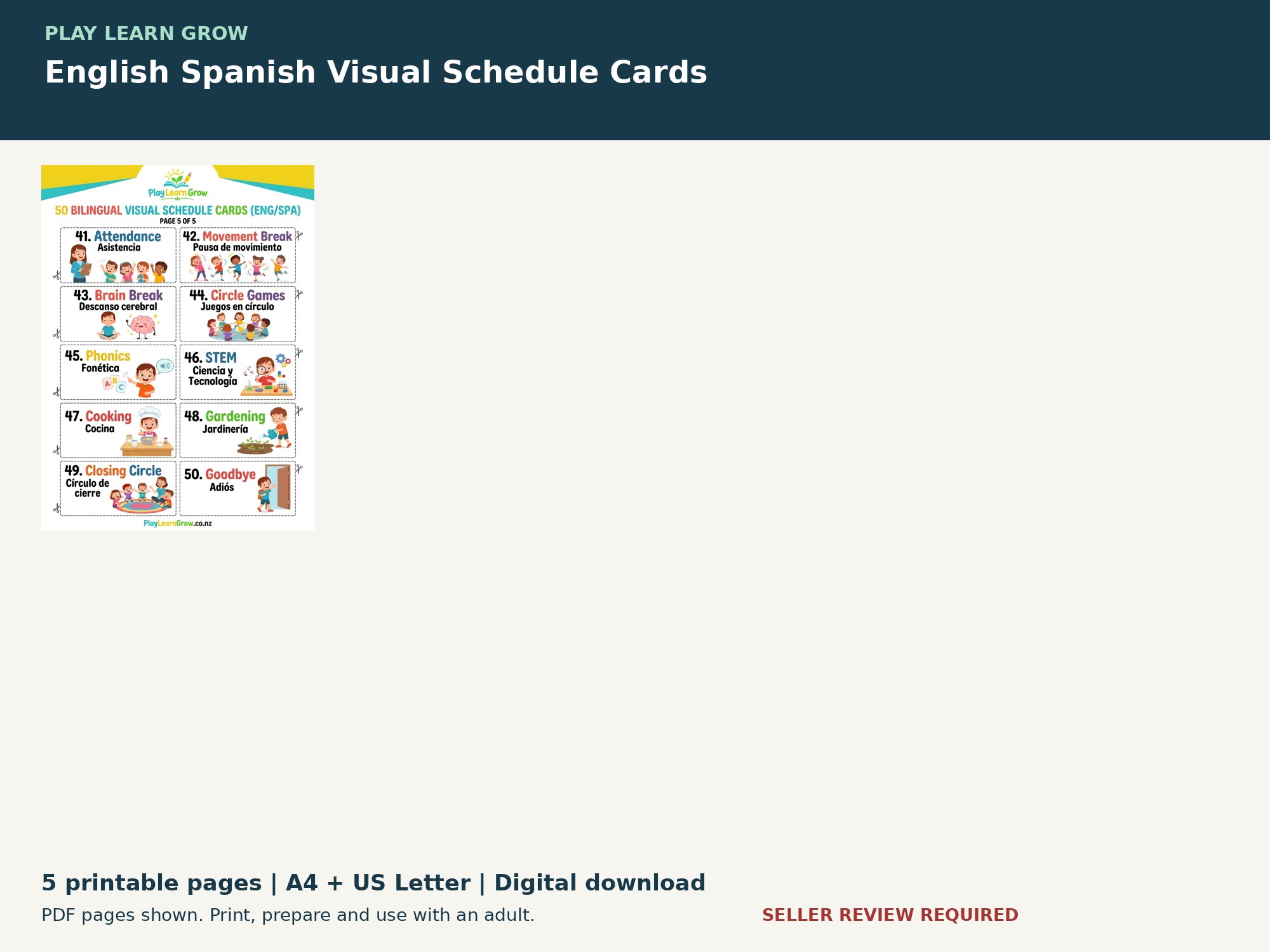 English Spanish Visual Schedule Cards preview 3