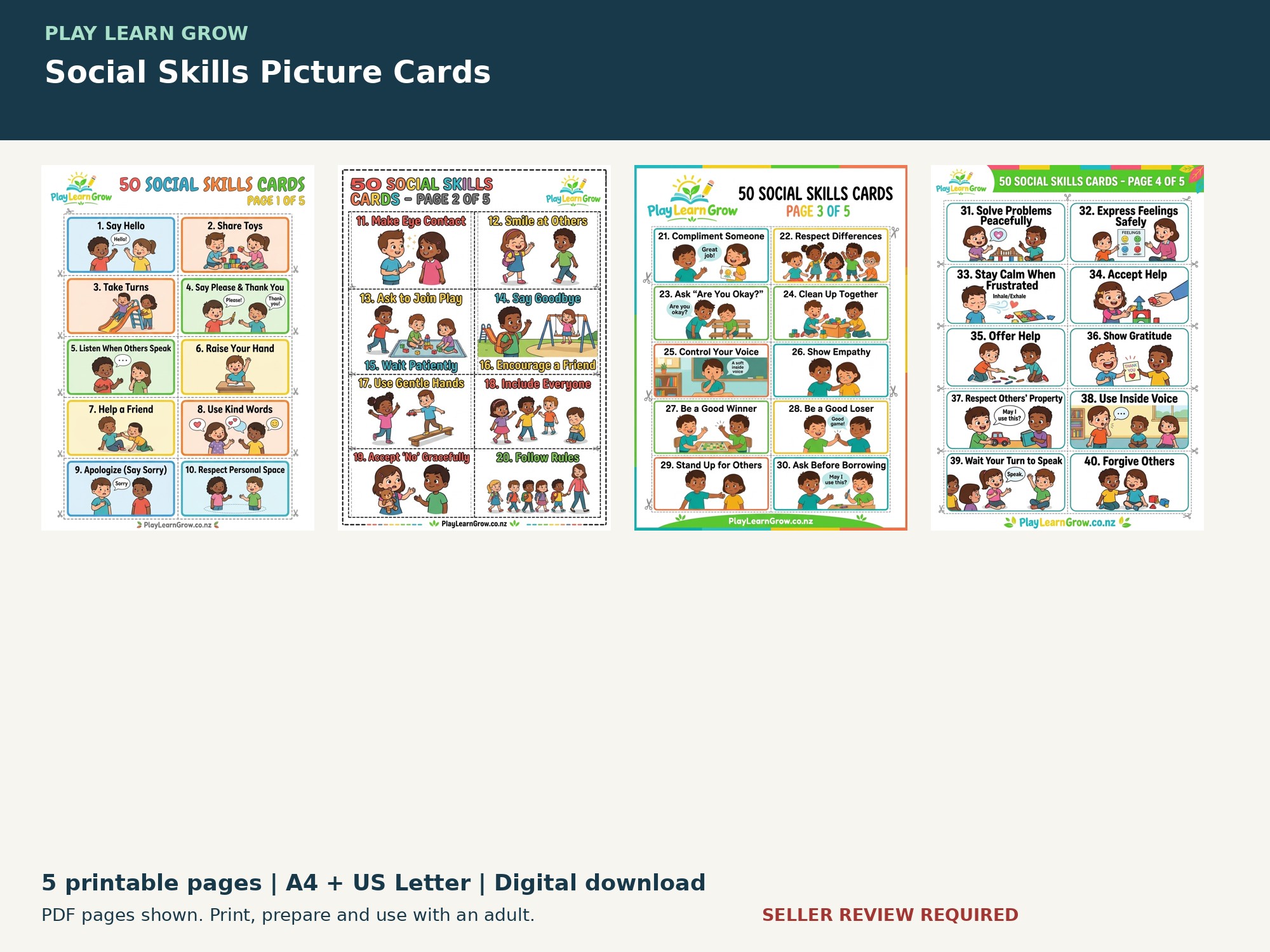 Social Skills Picture Cards preview 2