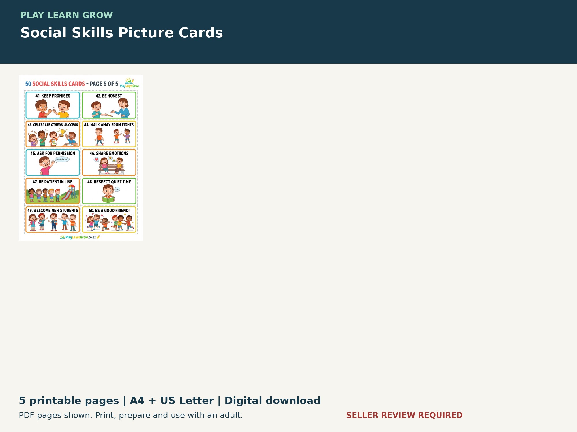Social Skills Picture Cards preview 3