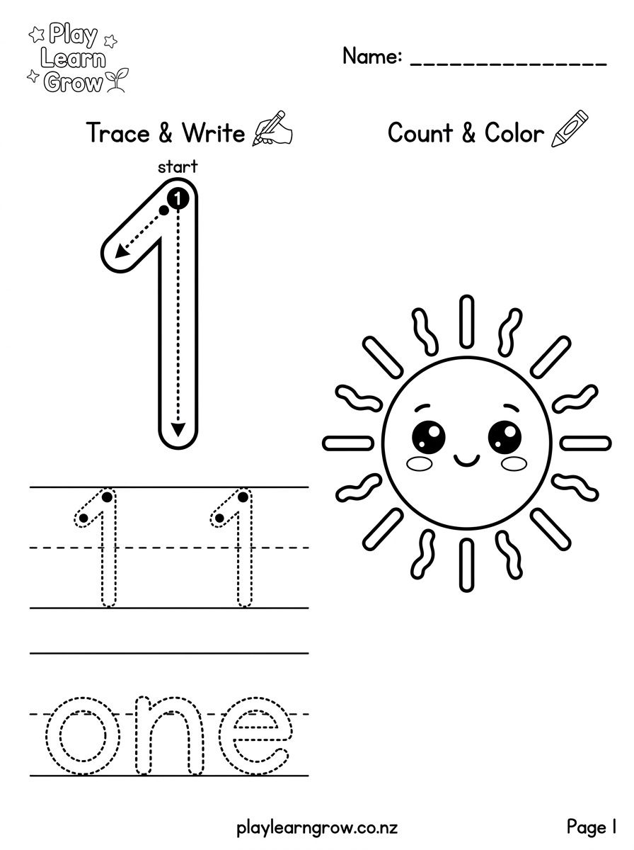 Numbers 1–20 Counting and Tracing Worksheets preview 3
