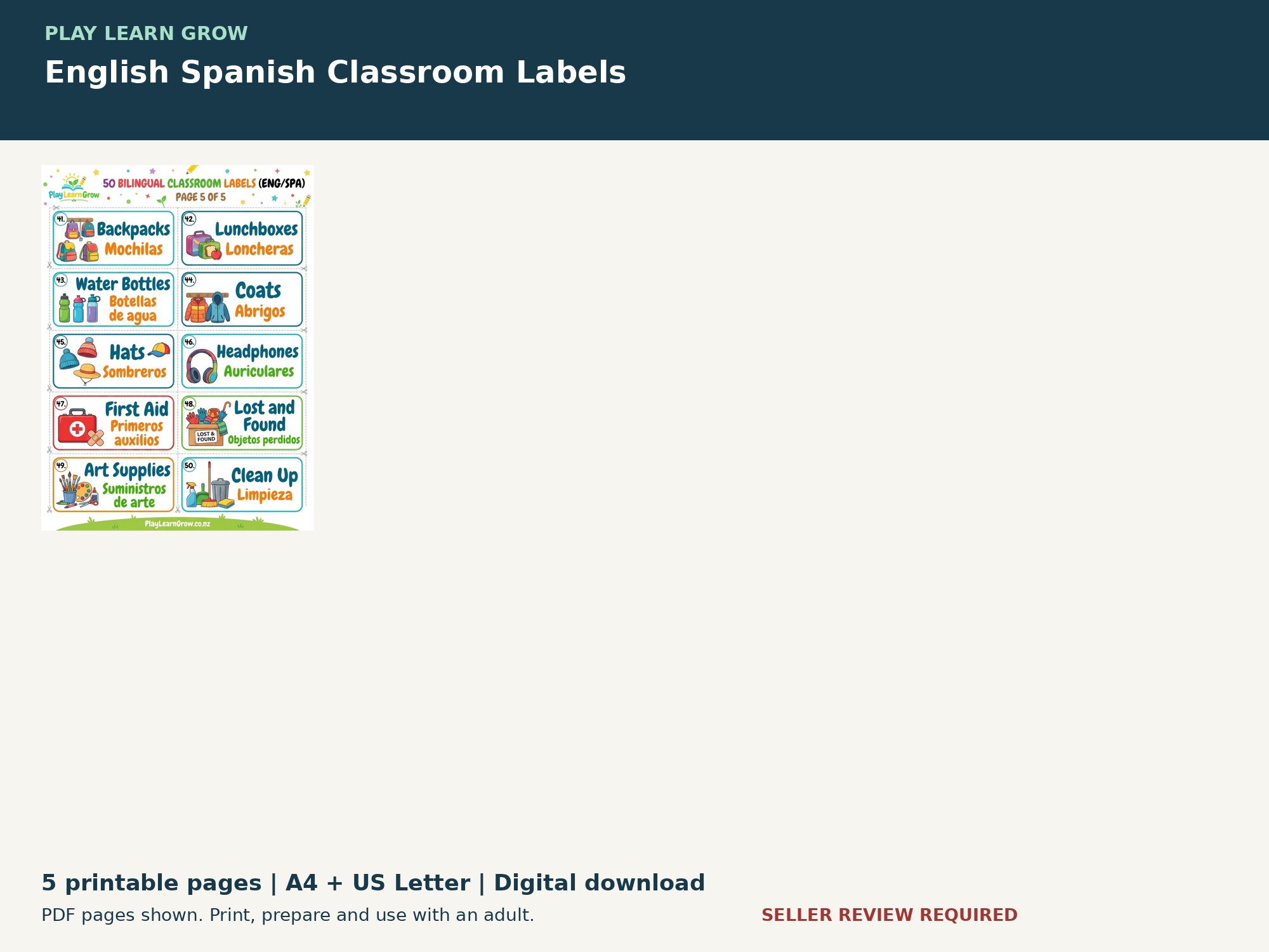 English Spanish Classroom Labels preview 3